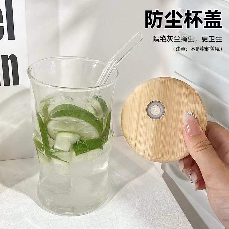 家用高硼硅透明玻璃竹节单层玻璃果汁饮料咖啡耐热玻璃喝水杯子夏