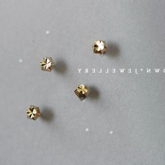 14K金 雪花星星耳钉