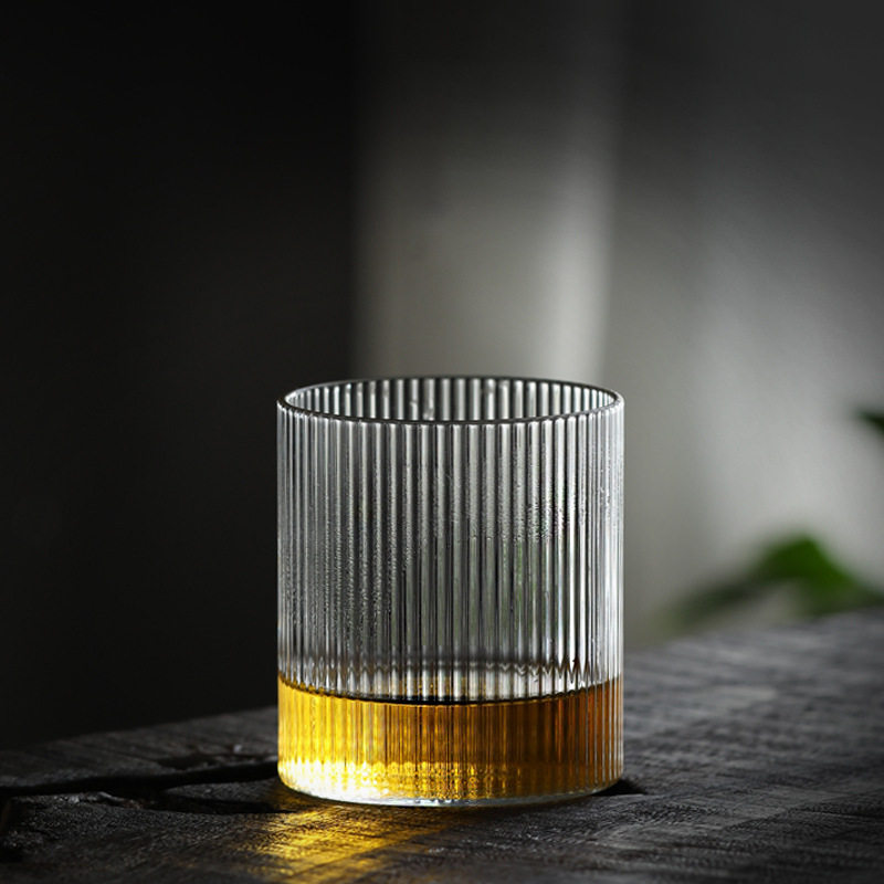 玻璃杯ins风茶杯酒杯日式条纹喝水杯果汁杯女夏家用冷萃咖啡杯子