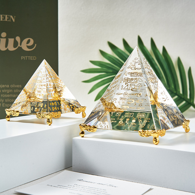 Obsidian Scripture Pyramid | Meditation Guardian Energy Crystal Ornament | Feng Shui Treasure for Warding Off Evil and Attracting Luck