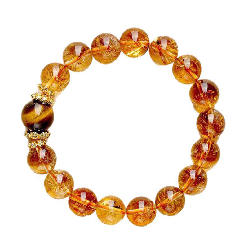 Single-Strand Round Bead Citrine Tower Crystal Bracelet