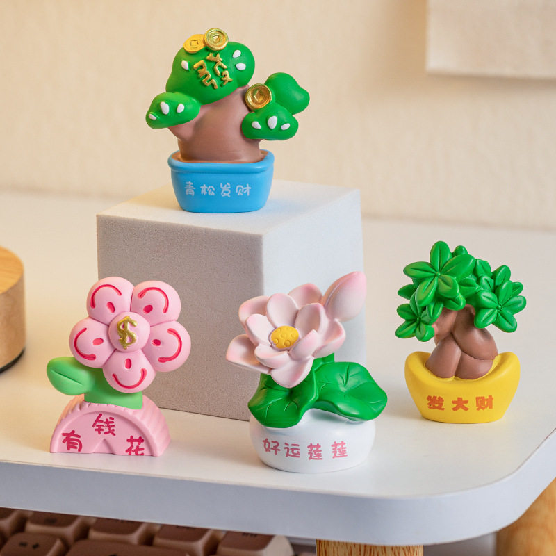 新款创意礼品有钱花办公桌面摆件治愈解压装饰树脂工艺小摆件批发