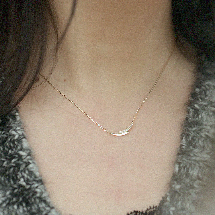 14K gold double-row smiling arc-shaped necklace