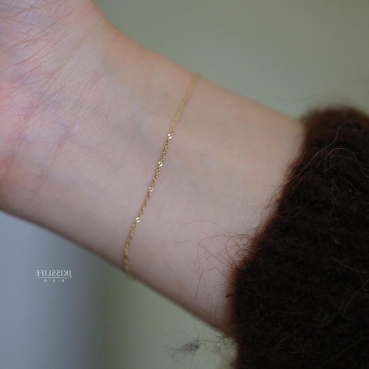 14K gold fine sparkling water wave bracelet