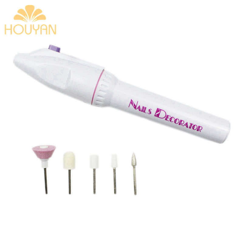 外贸跨境美甲打磨机器印字5个头简套装便携电动迷你笔式磨甲器56g