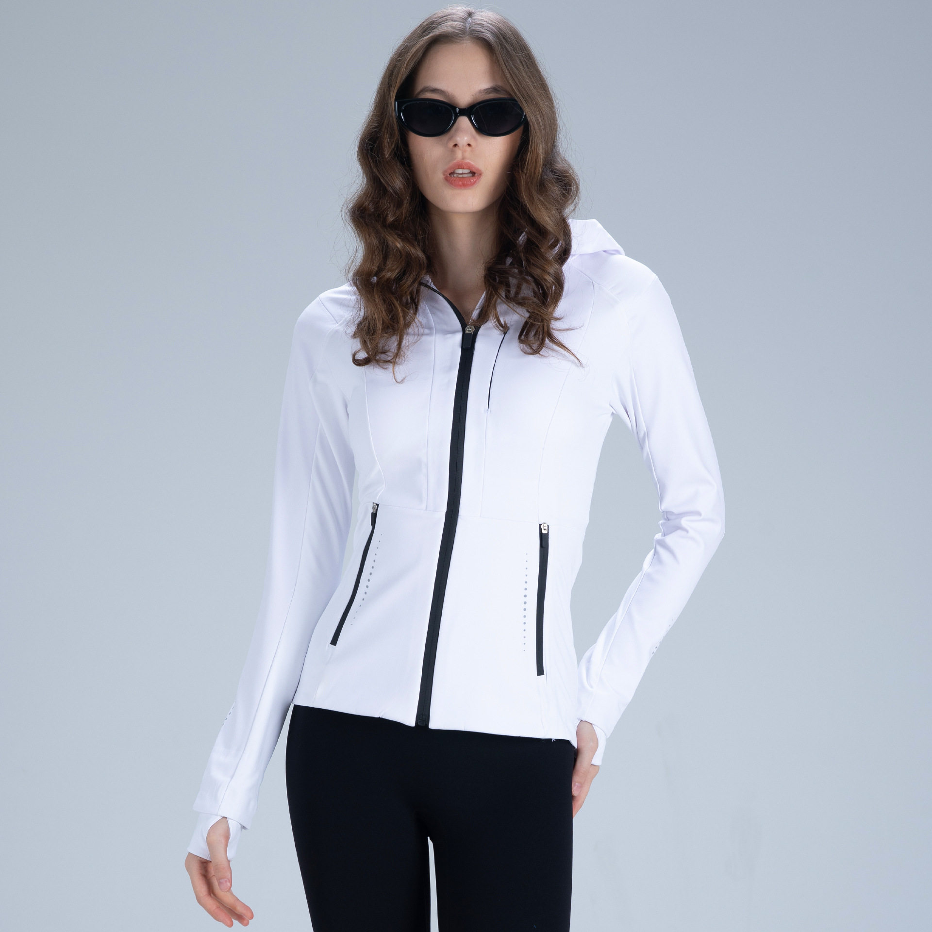 LULU ZGLY拉链开衫冲锋衣透气连帽瑜伽服显瘦运动夹克加绒外套女