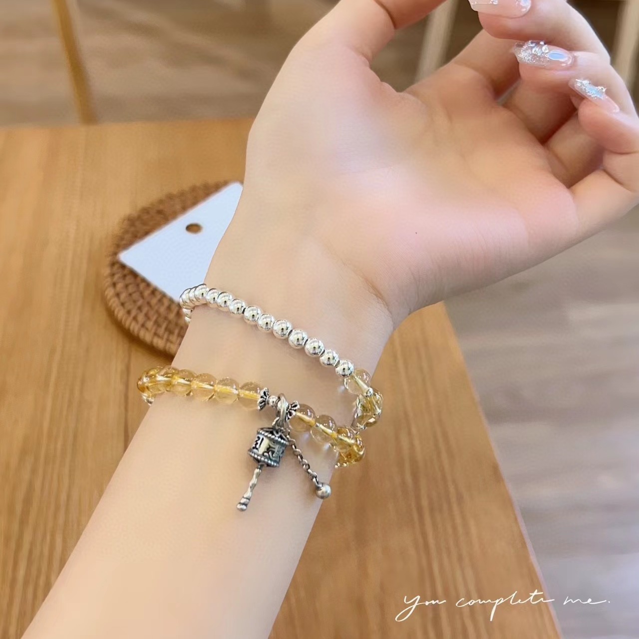 Yellow Citrine Dharani Pestle Bracelet, Natural Crystal Energy Bracelet, Protective Evil Ward Off and Luck Changing Accessory.