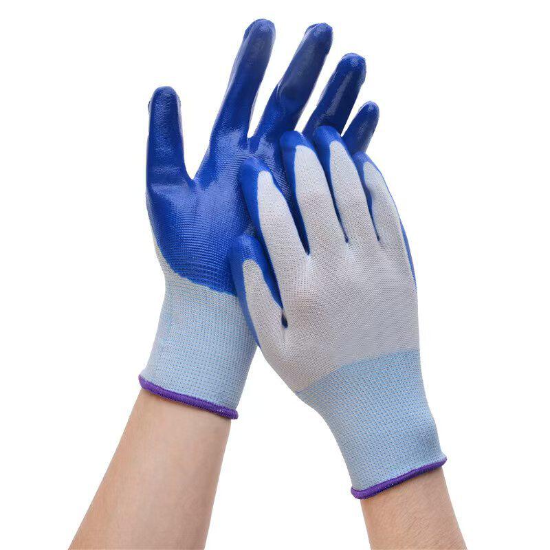 劳保手套耐磨耐油防滑工作防护手套13针涤纶编织丁晴材质保护手套