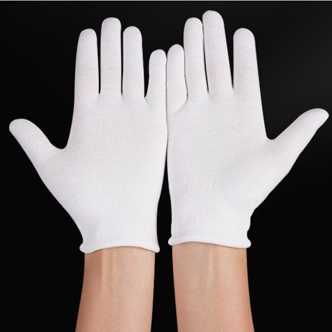 厂家批发跨境作业防静电文玩礼仪手套劳保汗布作业手套