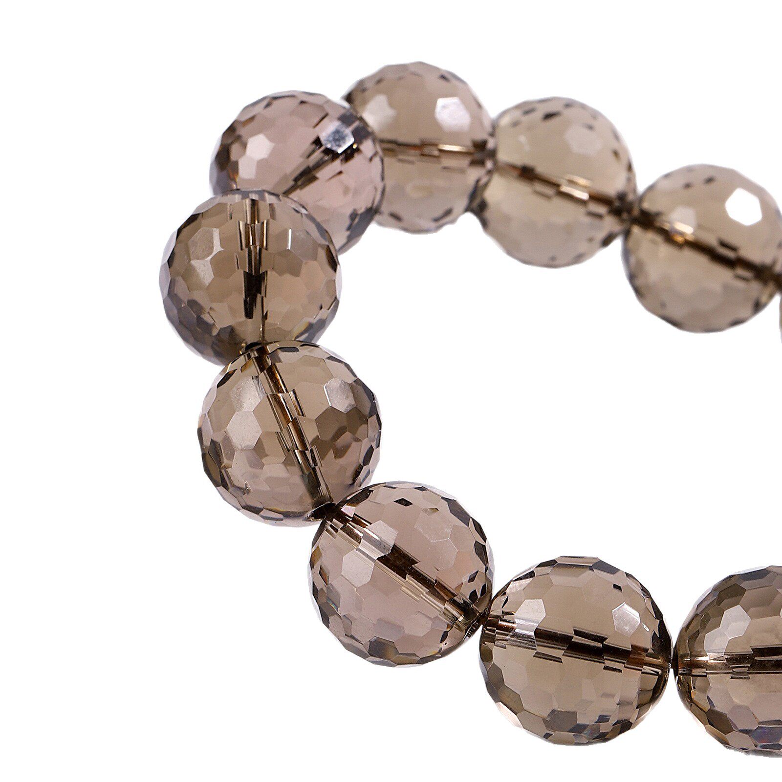Single-Strand Faceted Round Bead Smoky Quartz Bracelet