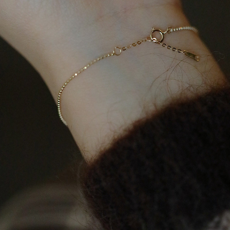 14K gold Faceted round bead bracelet Adjustable