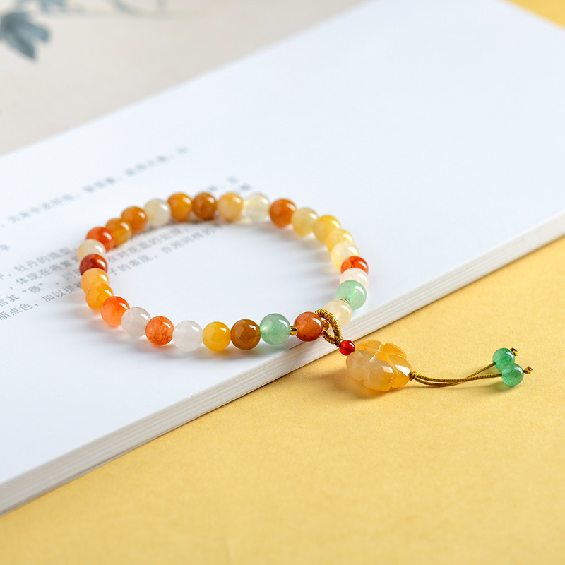 Golden Silk Jade Multi-Strand Energy Bracelet - Natural Energy Crystal Bracelet, Essential for Attracting Wealth, Good Fortune, and Wellness.