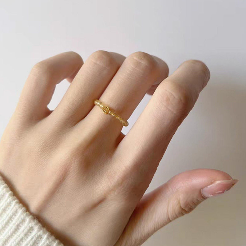 Yellow Crystal Coin Ring