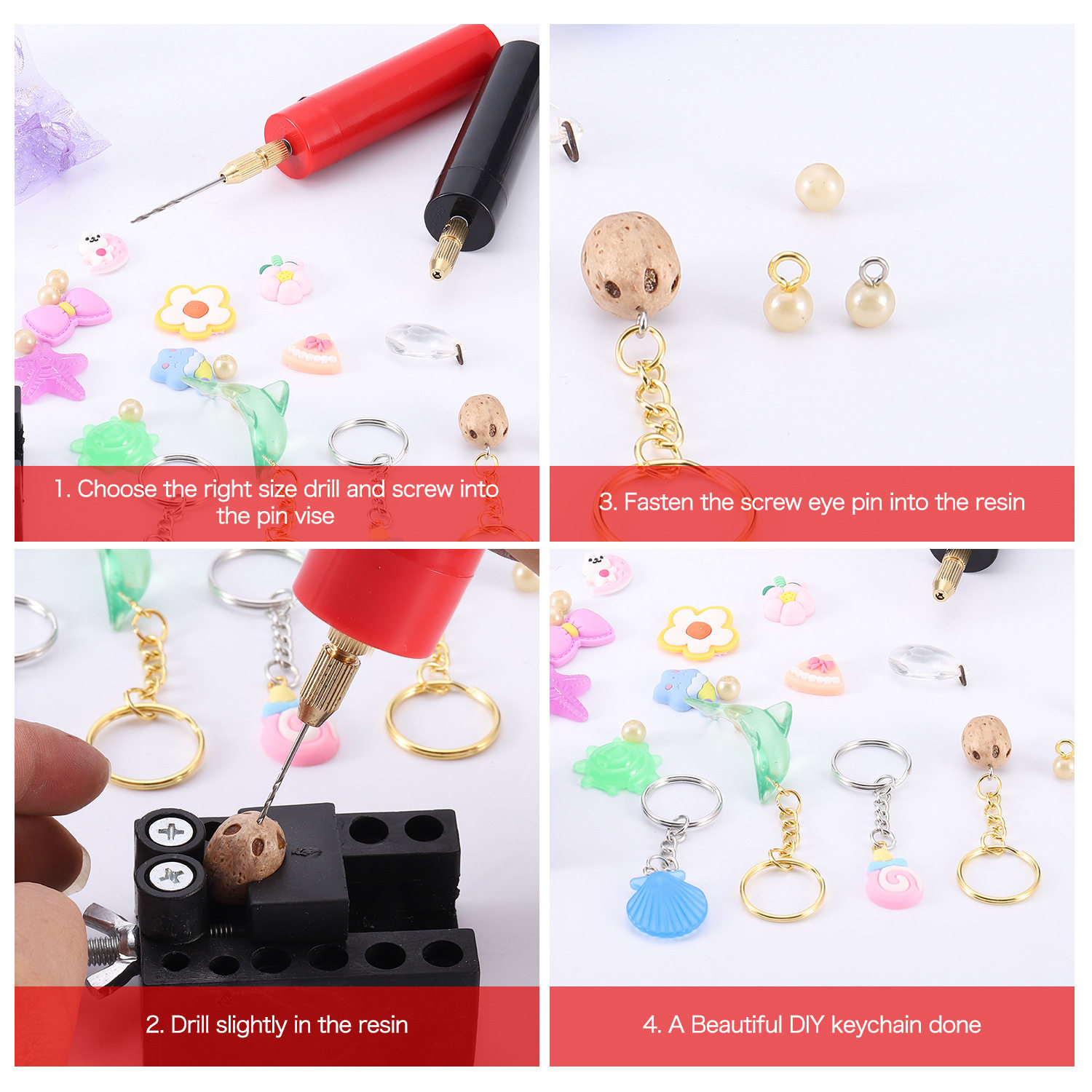 跨境中性包装款diy小电钻USB电动钻孔机 亚克力木材打孔钻配羊角