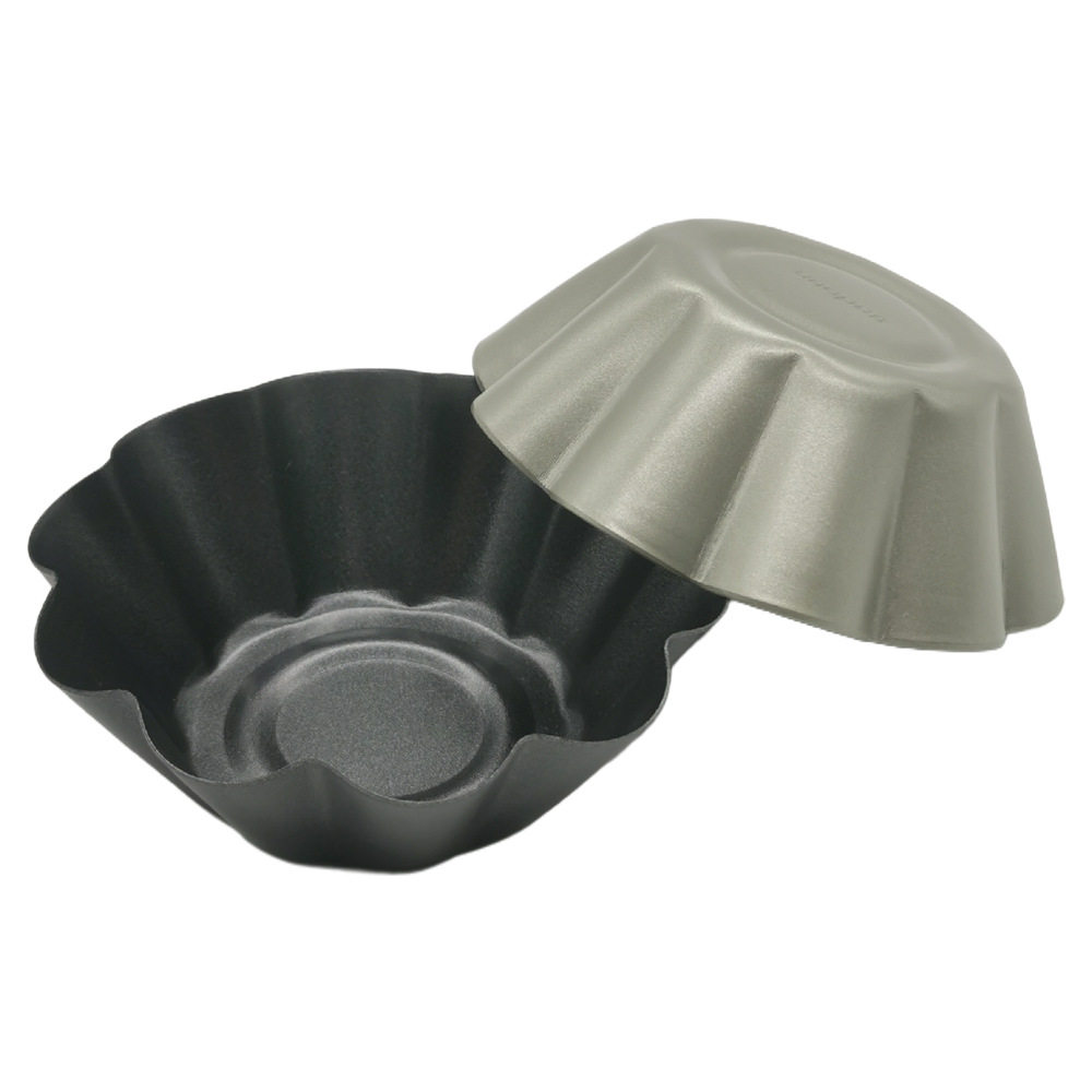 跨境专供圆形蛋挞模具加厚碳钢不粘花朵蛋挞杯托烘培布丁蛋糕模具