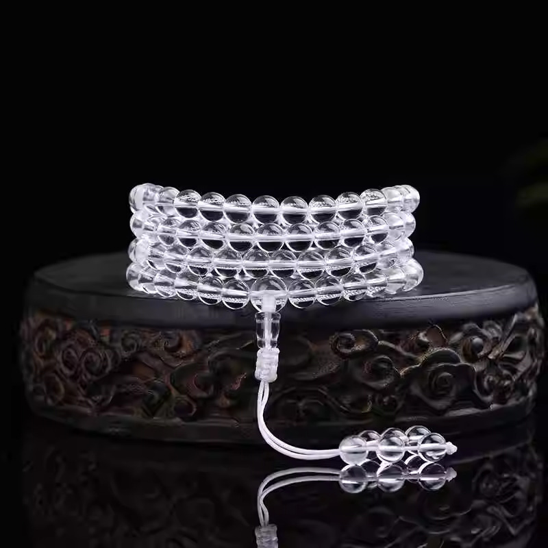【Taoist Luck】108-Piece Clear Quartz Bracelet, Natural Energy for Purifying the Soul, Wealth Attraction, Evil Warding, and Protective Talisman.