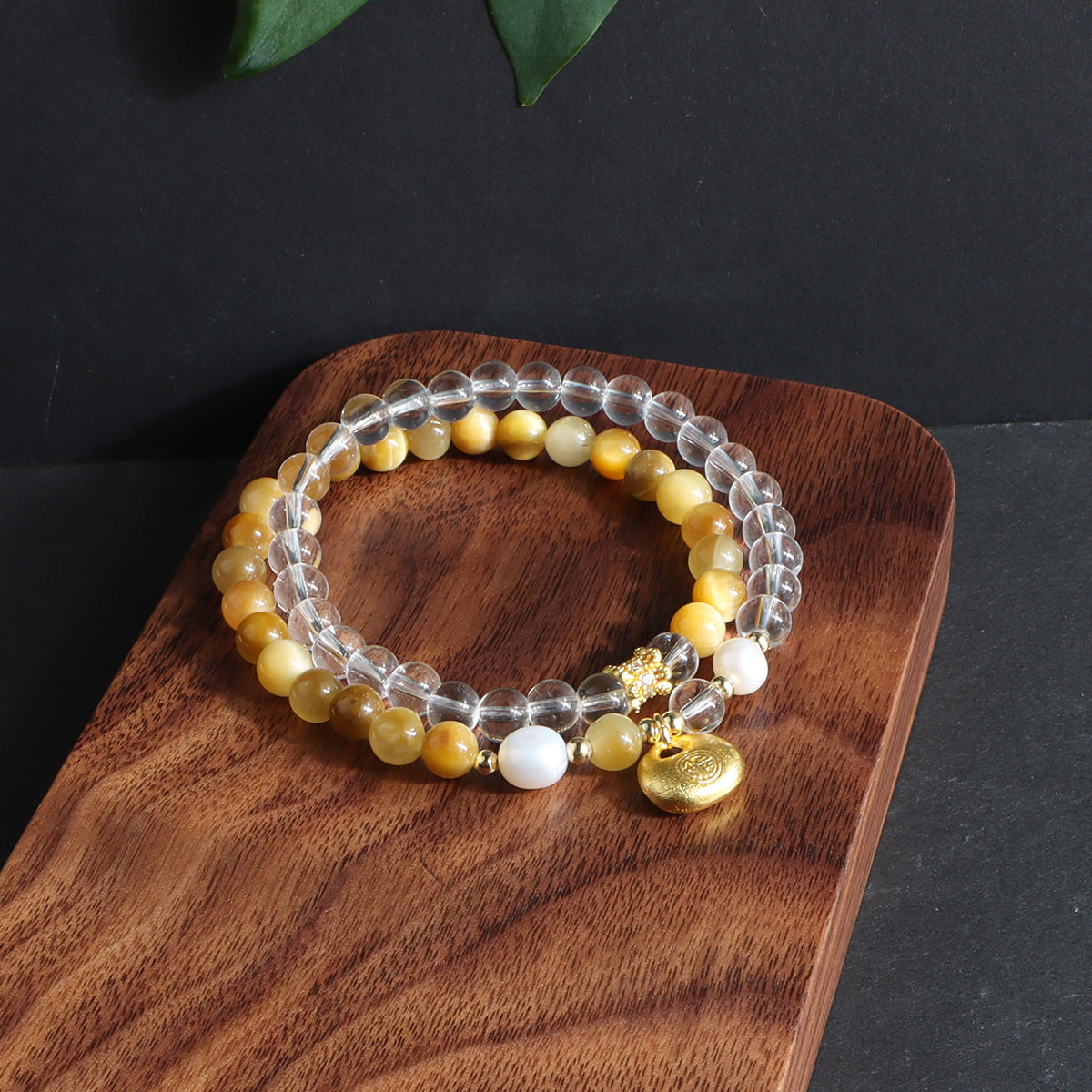 Double-Wrap Modern Chinese Clear Quartz Bracelet