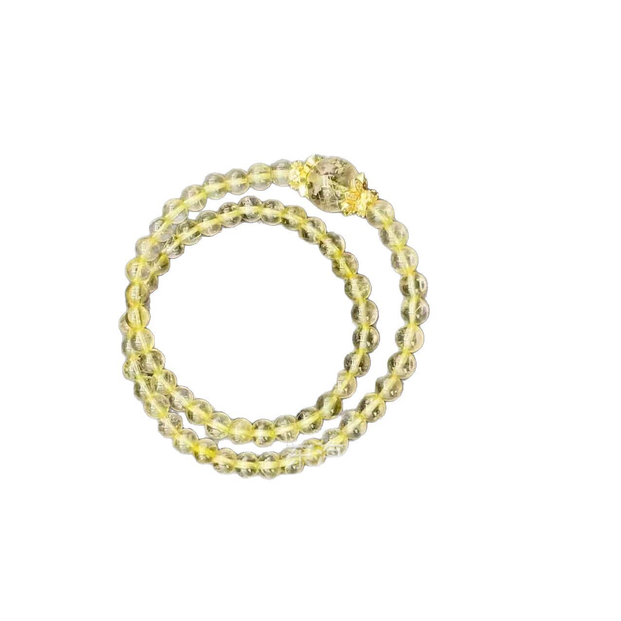 Double-Wrap Designer Golden Rutilated Quartz Bracelet
