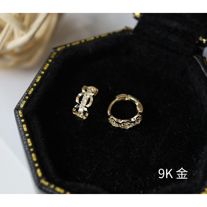 9K金 波浪花边耳扣