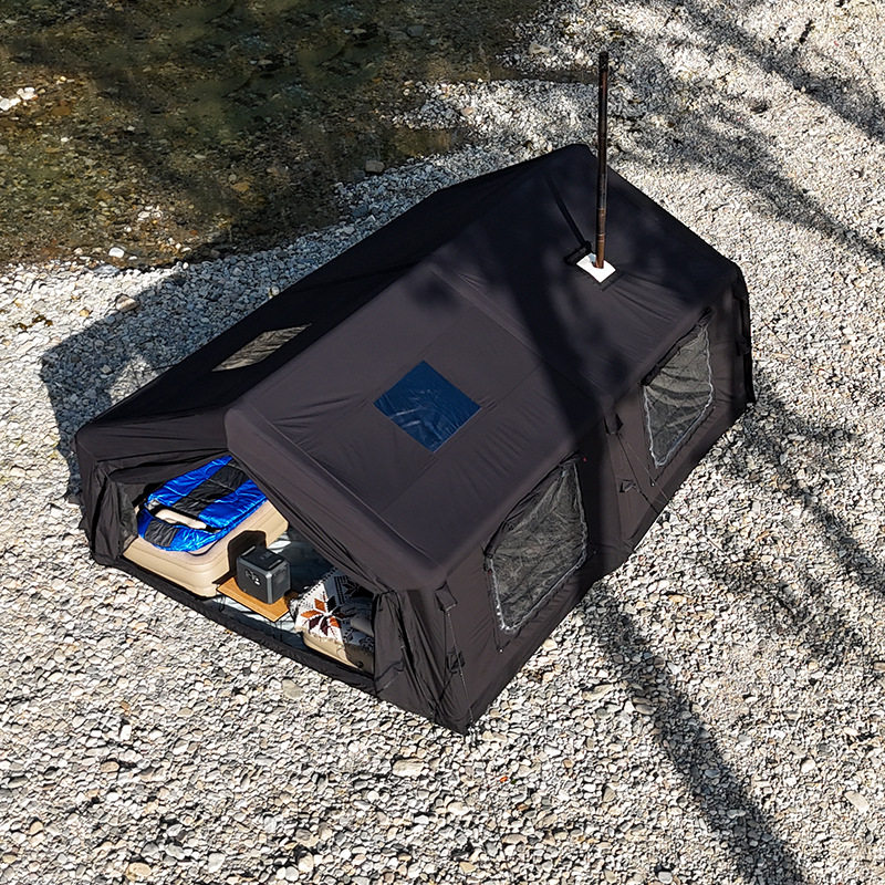 军鑫coody工厂直供充气帐篷17.2㎡棉布屋型防雨防晒军绿露营拓展