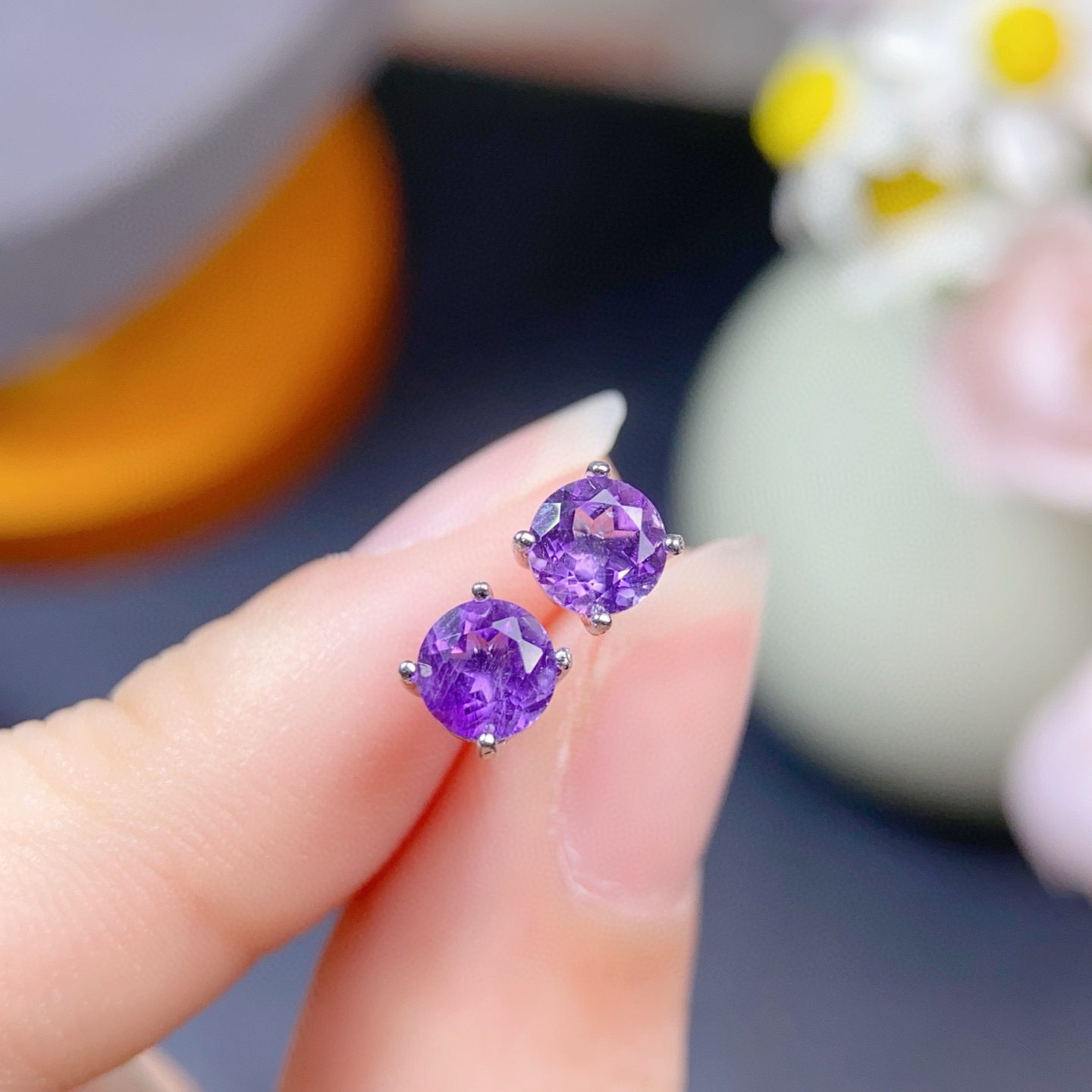 Amethyst Stud Earrings