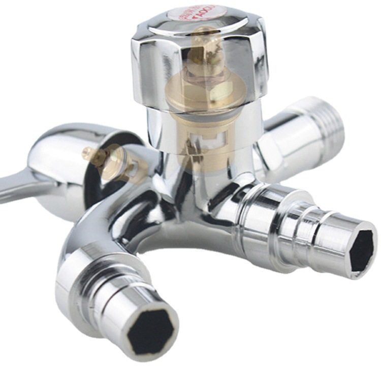 供应水龙头水嘴 双头入墙扳手式水龙头 一进二出单冷洗衣机水龙头