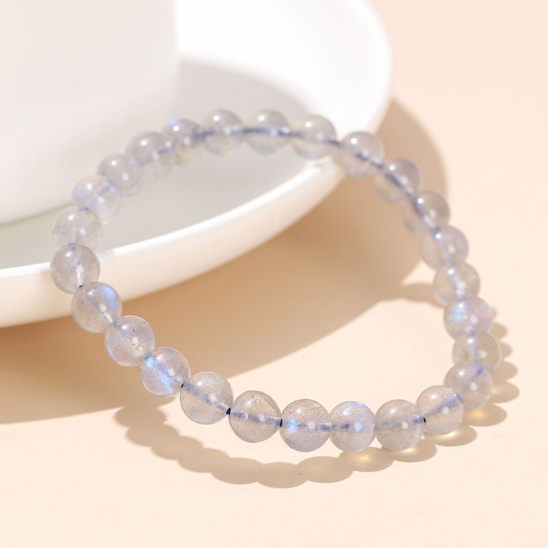 Single-Strand Ice-Grade Glass-Grade Collector's Gray Moonstone Bracelet