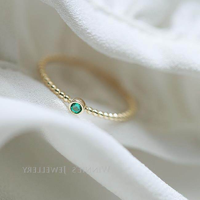 9K gold green diamond ring