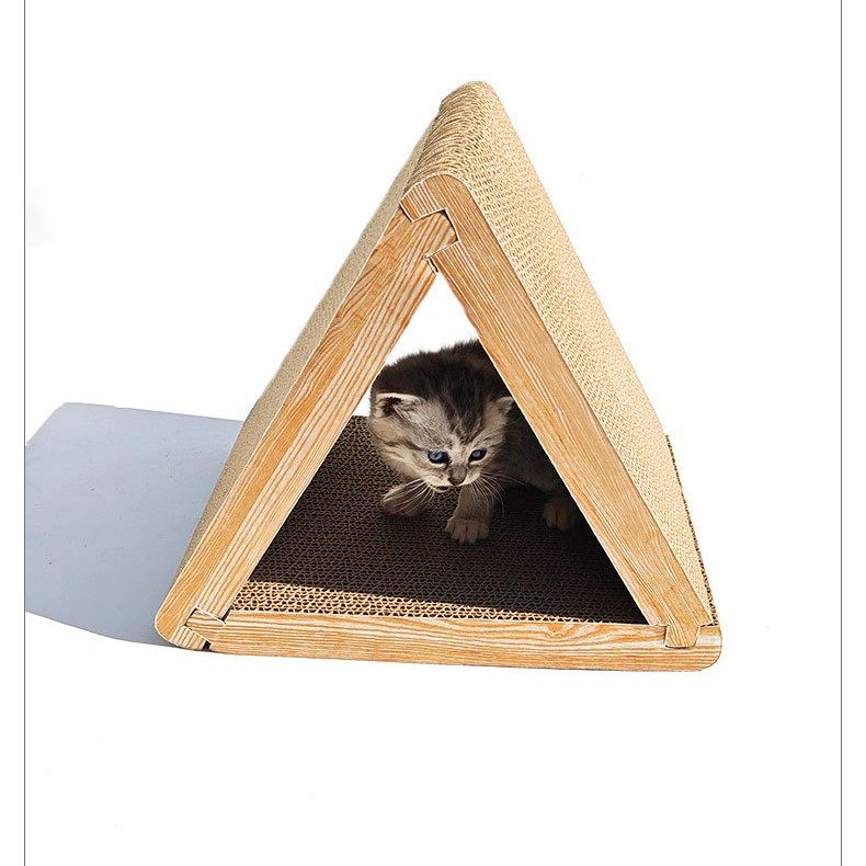 厂家直销猫窝立式三角形拼接猫抓板瓦楞纸宠物玩具6面刮板猫玩具