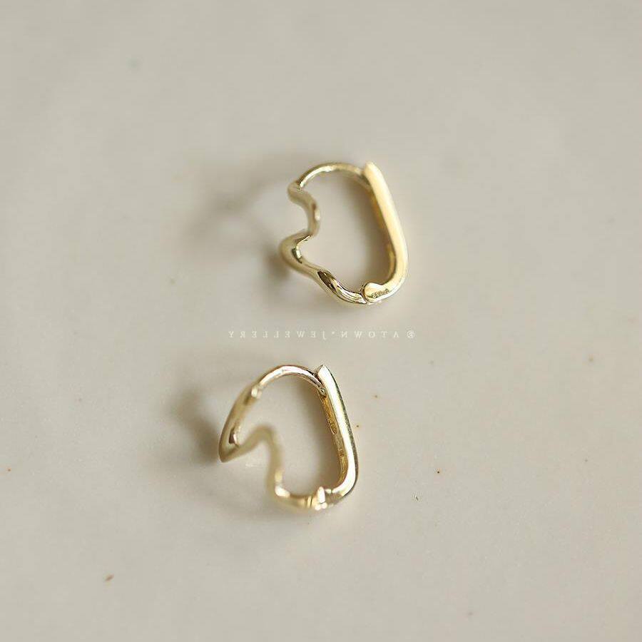 9K gold S-shaped ribbon snake-shaped ear loops