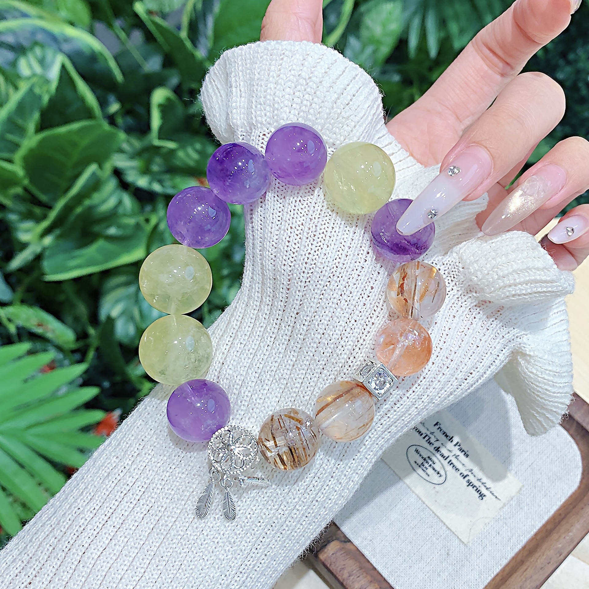 Natural Amethyst Bracelet, Energy Crystal Jewelry, Wealth Attraction and Luck Ornament