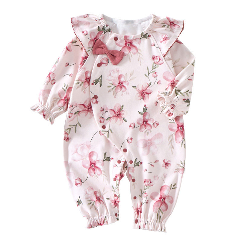 婴儿四季公主哈衣女宝宝洋气哈衣春秋韩版无骨长袖连体衣爬服外出