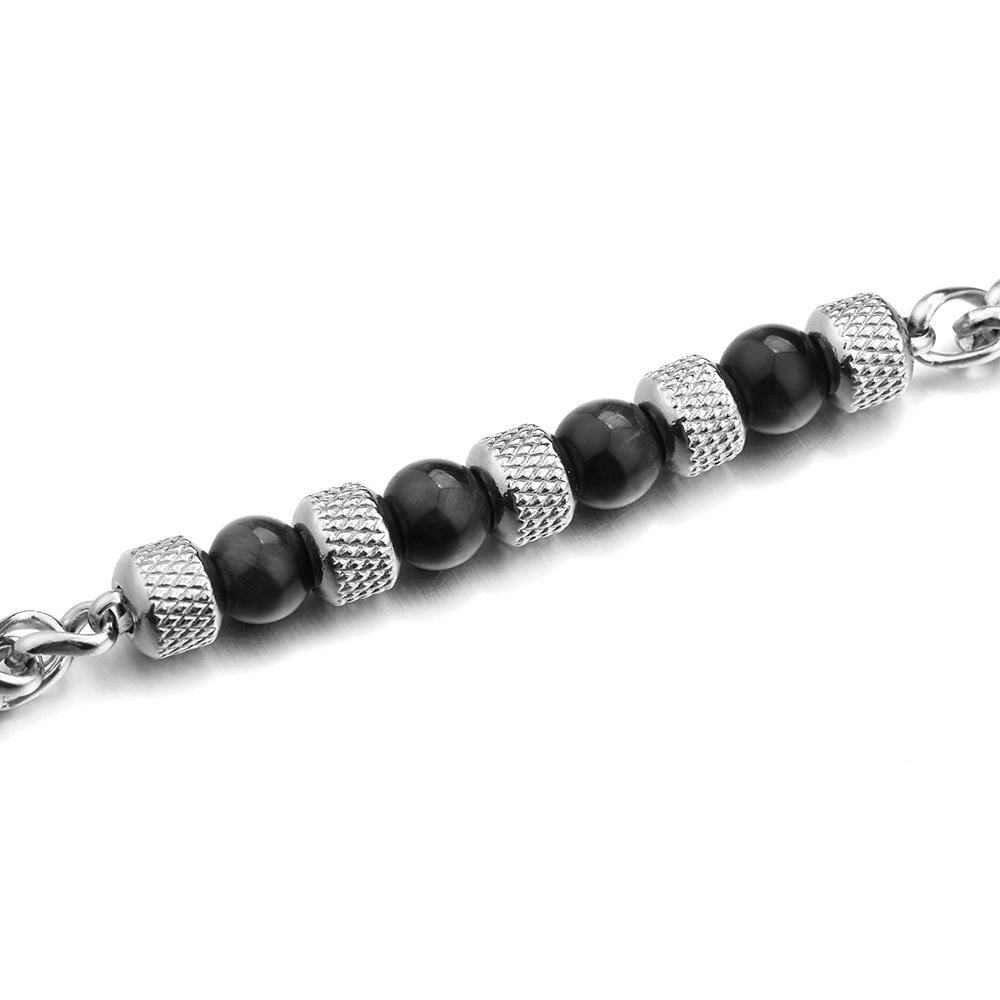 Tiger's Eye Stainless Steel Chain Bracelet, Natural Crystal Energy Bracelet, Unisex Fashion Accessory.