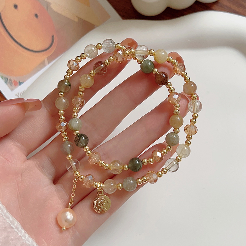 Double Layer Natural Stone Rutilated Quartz Beaded Bracelet | Wealth Attracting and Luck Changing Crystal Bracelet | Natural Energy Stone Jewelry