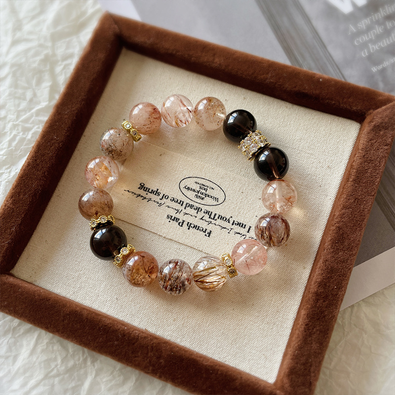Natural Tea Quartz Bracelet for Wealth and Luck | Genuine Crystal Energy Stone Bracelet