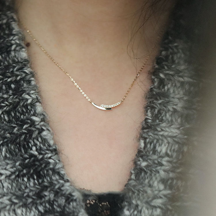 14K gold double-row smiling arc-shaped necklace