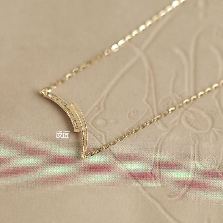 14K gold double-row smiling arc-shaped necklace