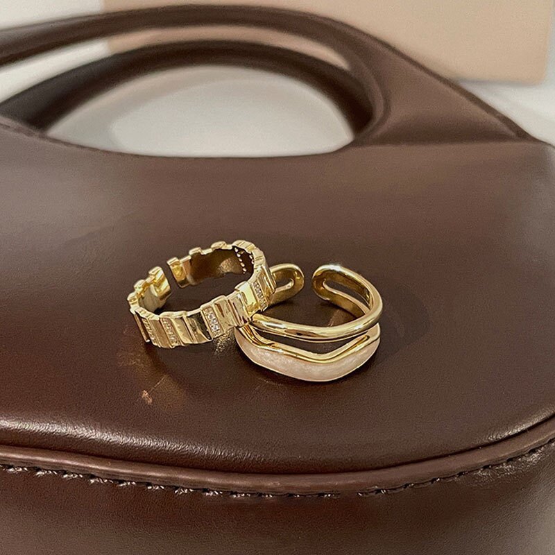 双层滴釉戒指女ins小众设计高级感复古套戒开口可调节食指戒指潮