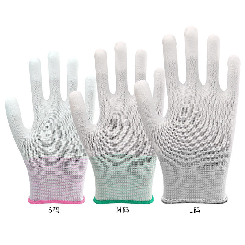 PU手套涂掌涂指13针加厚防滑防静电电子工作无尘透气劳保涂层手套