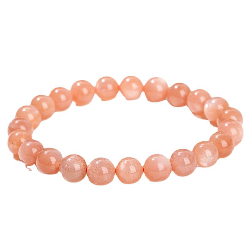 Round Bead Orange Moonstone Bracelet