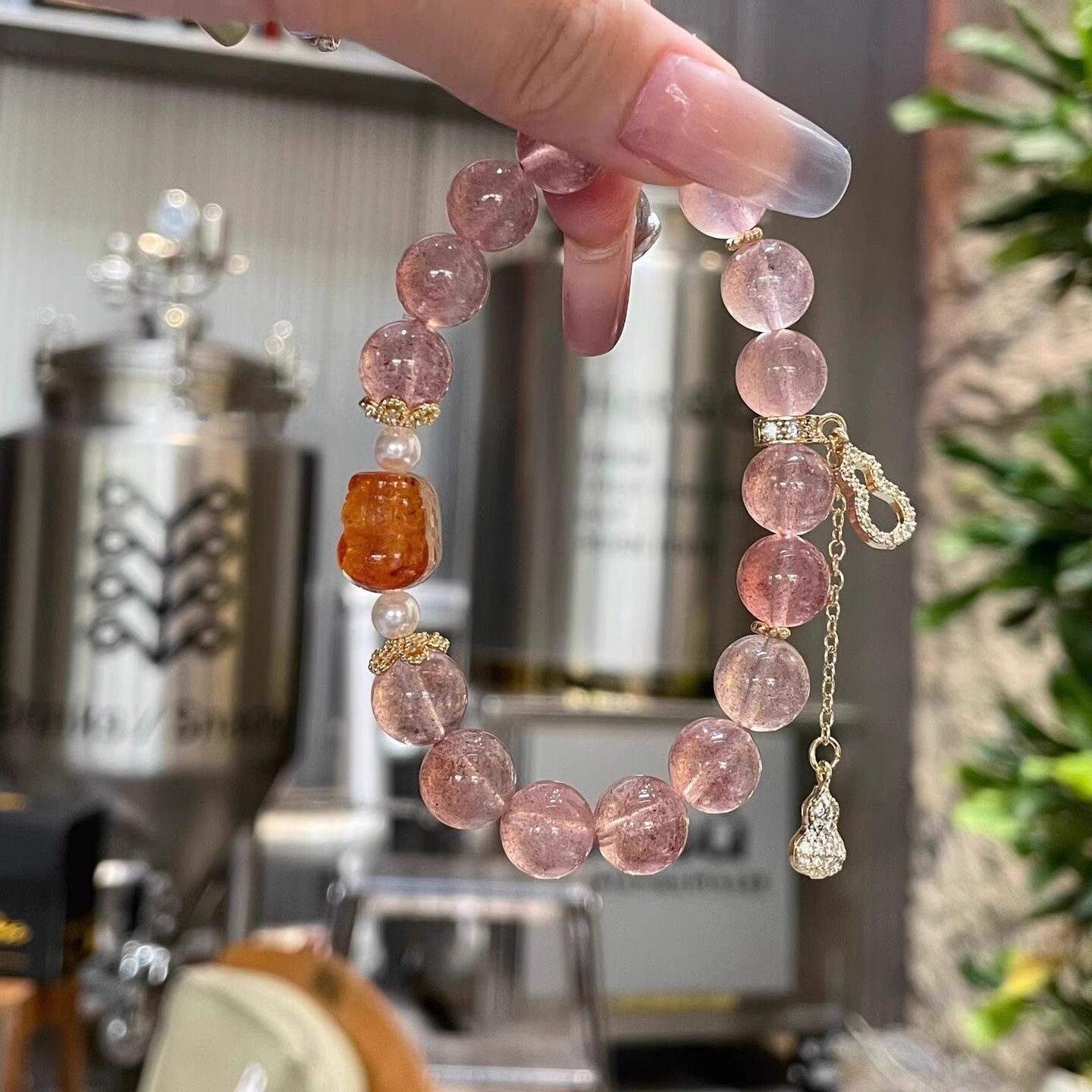 Modern Chinese Rose Quartz Bracelet