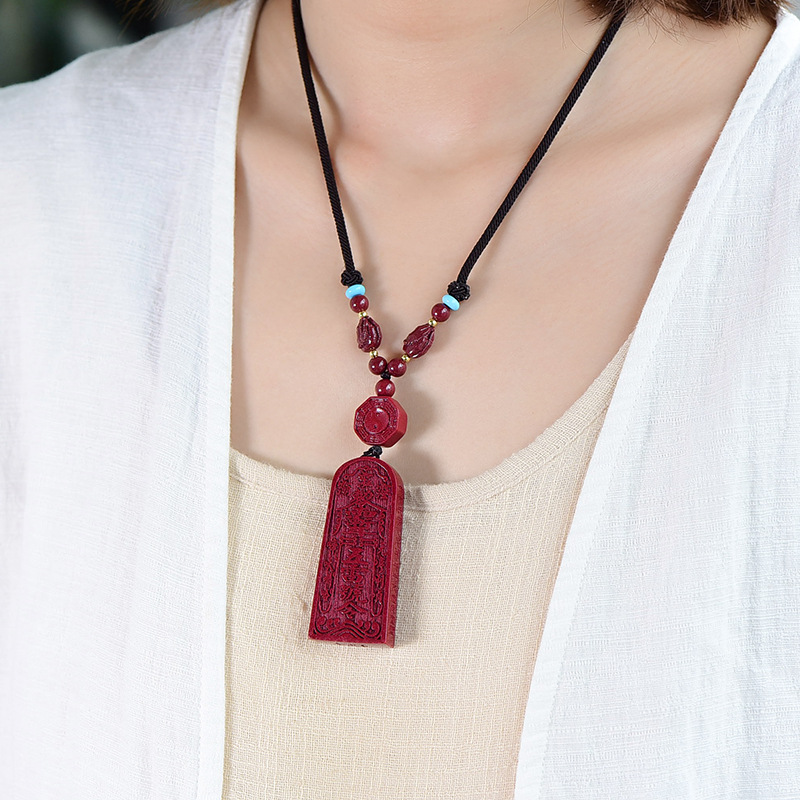 Taoist Cinnabar Five Thunder Command Pendant for Warding Off Evil, Protection, and Attracting Wealth and Luck.