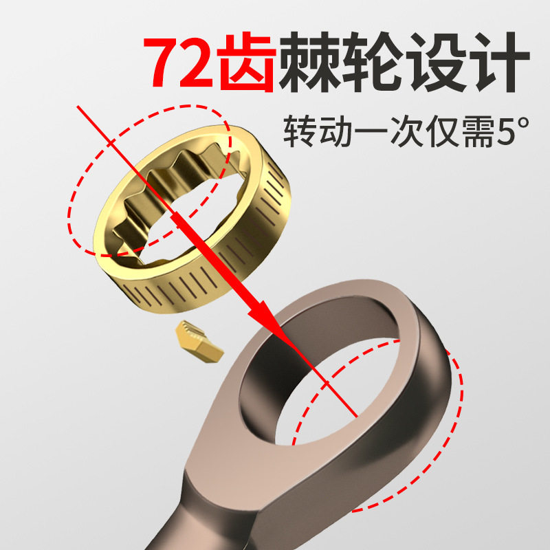 棘轮快速扳手两用自动双向扳手套装快扳双头开口梅花扳手工具大全