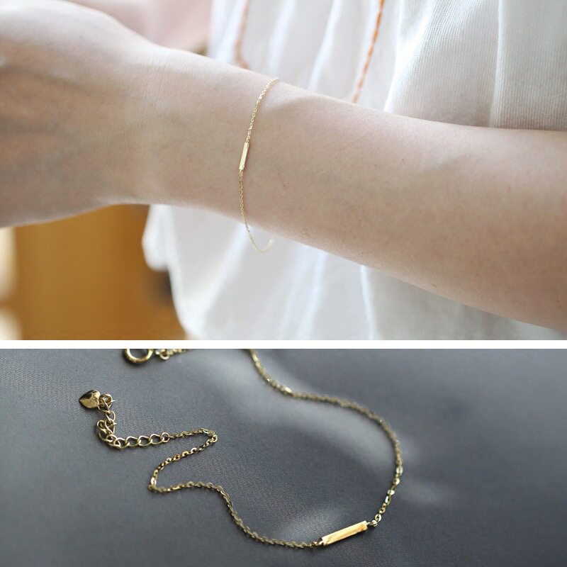 14K gold straight bar bracelet
