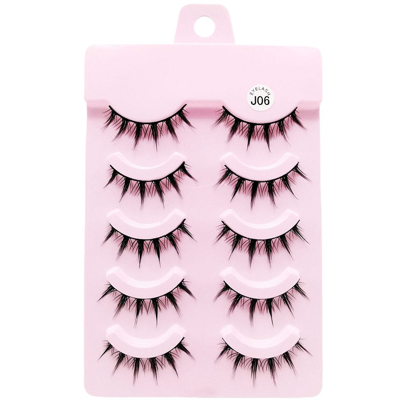 黛萌菲009漫画小恶魔假睫毛芭比卷翘款分段5对装假睫毛跨境货源