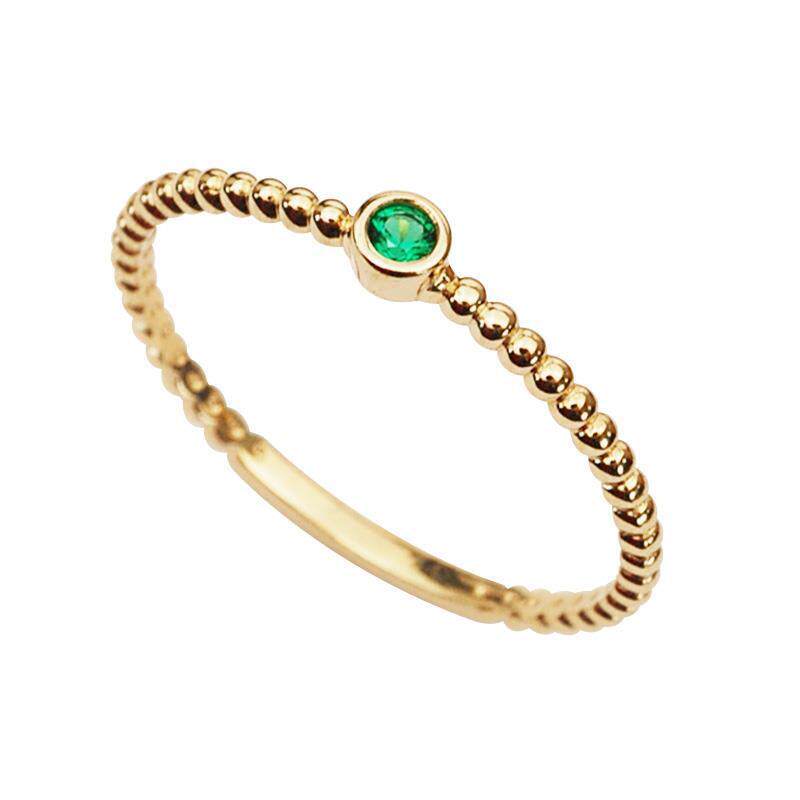 9K gold green diamond ring