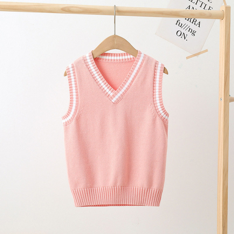 儿童马甲春秋款幼儿园中小学校服男童套头学院风毛衣女童针织背心