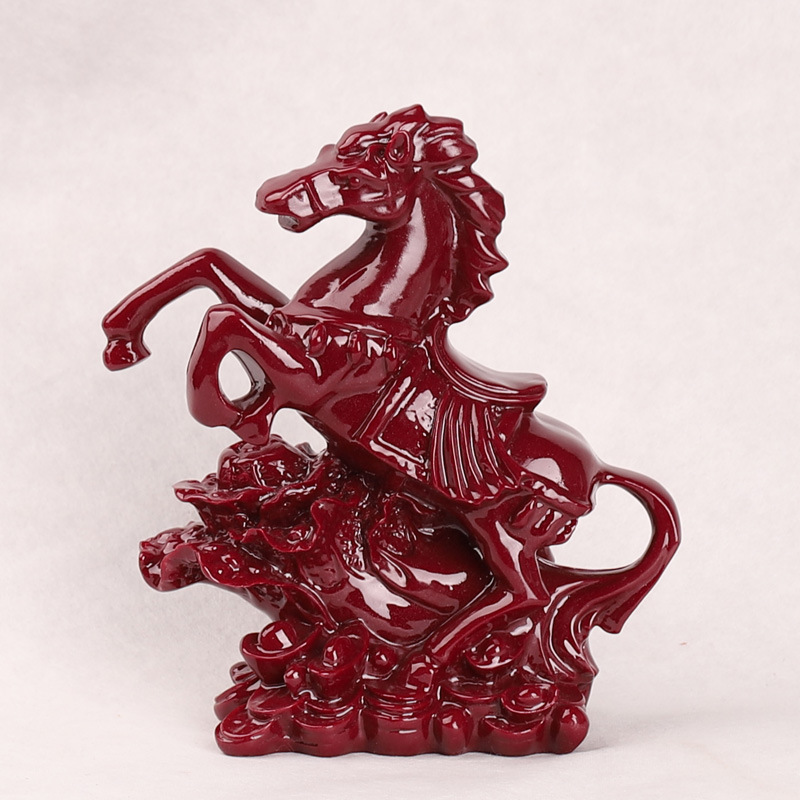 Vermilion Cinnabar Horse for Success Feng Shui Ornament - Wealth Attraction, Luck Transformation, Career Soaring Office and Home Décor