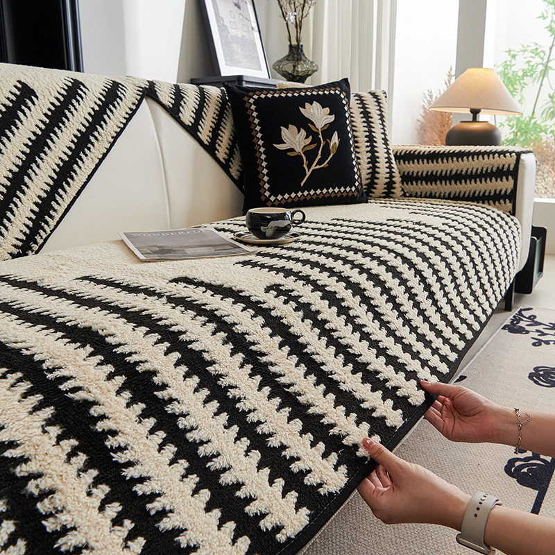 亚马逊跨境毛绒沙发垫轻奢感防滑坐垫秋冬皮沙发套罩盖布新款家居