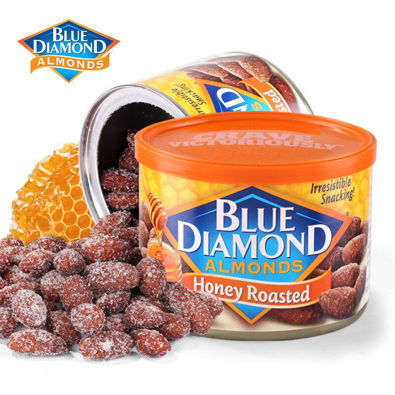 美国进口蓝钻石蜜烤味淡盐原味巴旦木扁桃仁 每日坚果170g
